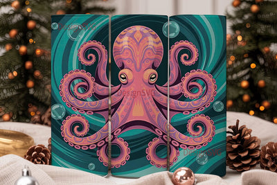 Psychedelic Octopus 20oz Tumbler Wrap Sublimation DesignSVG 