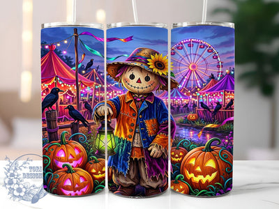 Psychedelic Scarecrow Carnival 20oz Tumbler, Psychedelic Art, Scarecrow Character, Carnival Theme, 20oz Tumbler Wrap, Sublimation Design, Trippy Fall, Digital Download Sublimation ToriDesigns 