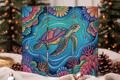 Psychedelic Sea Turtle 20oz Tumbler Wrap Sublimation DesignSVG 