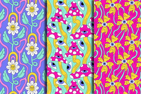 Psychedelic Seamless Patterns Digital Pattern Rin Green 