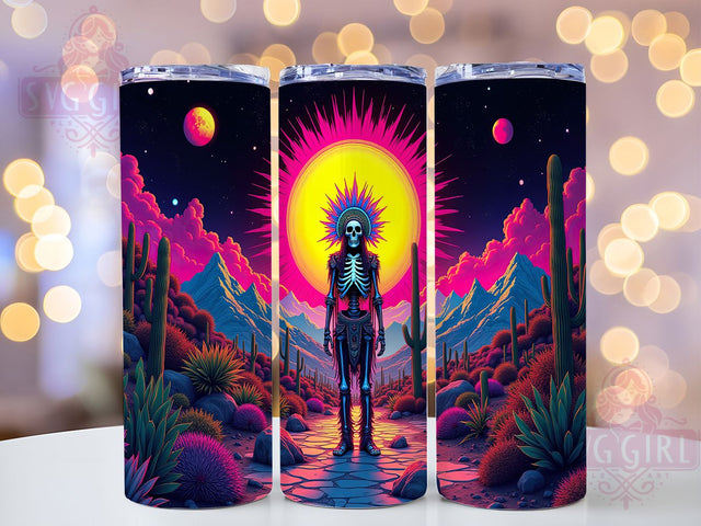 Psychedelic Shaman 20oz Trippy Skull Tumbler Wrap, Tribal Shaman Cup, Skeleton Art Mug, 20oz Colorful Sublimation, Trippy Skull Design, Spiritual Mystic PNG, Festival Aesthetic Tumbler Sublimation SvggirlplusArt 