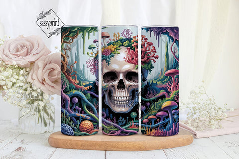 Psychedelic Skull Tumbler Wrap PNG Sublimation sassyprint 
