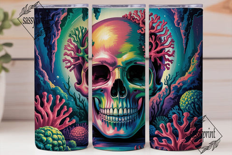 Psychedelic Skull Tumbler Wrap PNG Sublimation sassyprint 