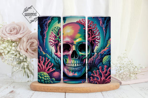 Psychedelic Skull Tumbler Wrap PNG Sublimation sassyprint 