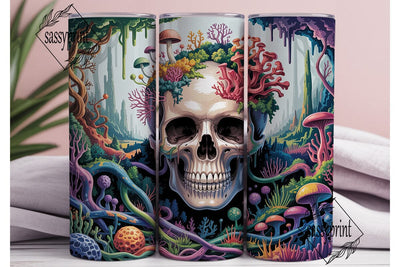 Psychedelic Skull Tumbler Wrap PNG Sublimation sassyprint 