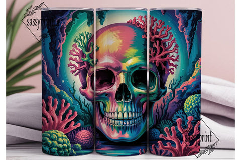 Psychedelic Skull Tumbler Wrap PNG Sublimation sassyprint 