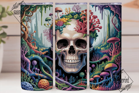 Psychedelic Skull Tumbler Wrap PNG Sublimation sassyprint 