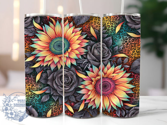 Psychedelic Sunflower 20oz Tumbler, Psychedelic Sunflower Tumbler, Trippy Floral Mug, Colorful Pattern Cup, Whimsical Bloom Drinkware, Artistic Retro Style, Groovy Flower Humor, Vibrant Hippie Design Sublimation ToriDesigns 