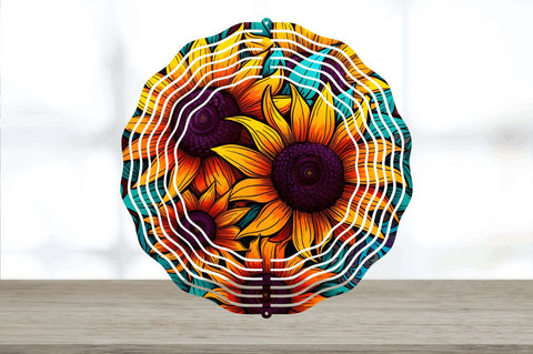 Psychedelic Sunflower Flowers Wind Spinner Sublimation Regulrcrative 