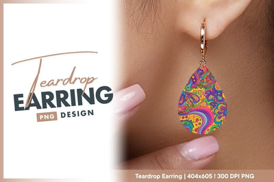 Psychedelic Swirls of Color Abstract Illustration with Teardrop Earring Png Sublimation Regulrcrative 