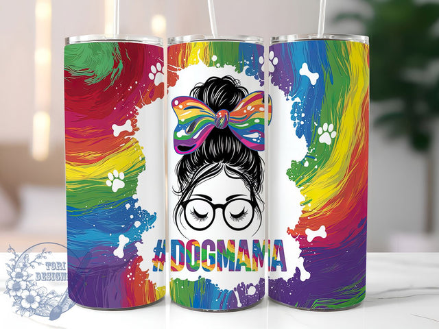 Psychedelic Tie Dye Paw Print Dog Mom Tumbler, Tie Dye Paw Print, Pet Lover Gift, 20oz Psychedelic Tumbler, Custom Dog Mama Design, Colorful Paw Pattern, Sublimation Animal Lover Template Sublimation ToriDesigns 