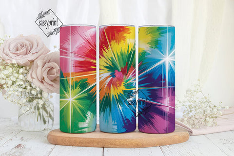 Psychedelic Tie Dye Radial Burst Tumbler Sublimation sassyprint 