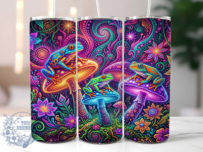 Psychedelic Tree Frogs 20oz Tumbler, Psychedelic Tree Frogs, 20oz Tumbler Wrap, Sublimation Design, Colorful Frog PNG, Neon Wildlife Graphic, Trippy Nature Wrap, Digital Tumbler Craft Sublimation ToriDesigns 