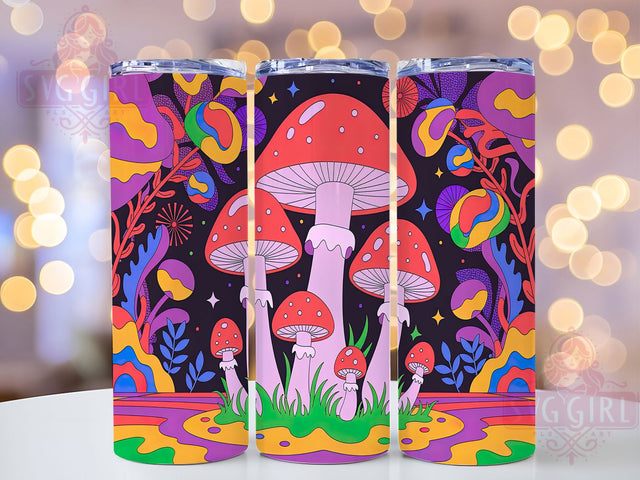 Psychedelic Trippy Mushroom Tumbler, Colorful Trippy Wrap, 20oz Sublimation Wrap, Boho Fantasy Cup, Hippie Aesthetic Design, Magic Mushrooms Art, Vibrant Festival Tumbler Sublimation SvggirlplusArt 