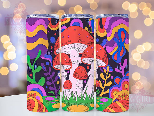 Psychedelic Trippy Mushroom Tumbler, Colorful Trippy Wrap, 20oz Sublimation Wrap, Boho Fantasy Cup, Hippie Aesthetic Design, Magic Mushrooms Art, Vibrant Festival Tumbler Sublimation SvggirlplusArt 