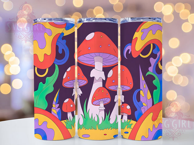 Psychedelic Trippy Mushroom Tumbler, Colorful Trippy Wrap, 20oz Sublimation Wrap, Boho Fantasy Cup, Hippie Aesthetic Design, Magic Mushrooms Art, Vibrant Festival Tumbler Sublimation SvggirlplusArt 