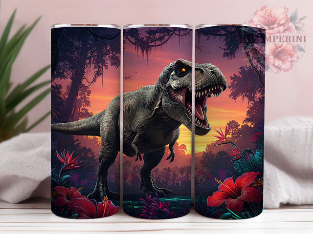 Psychedelic Trippy T-Rex Tumbler, Trippy Dinosaur Wrap, 20oz Tumbler Sublimation, Neon Dino Design, Colorful Jurassic Art, Retro Vibrant Dinosaur, Funky Prehistoric Wrap Sublimation Li Zamperini 
