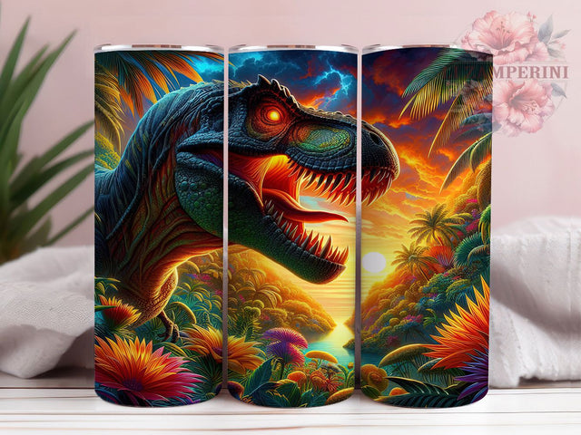 Psychedelic Trippy T-Rex Tumbler, Trippy Dinosaur Wrap, 20oz Tumbler Sublimation, Neon Dino Design, Colorful Jurassic Art, Retro Vibrant Dinosaur, Funky Prehistoric Wrap Sublimation Li Zamperini 
