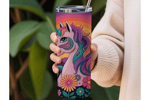 Psychedelic Unicorn 20oz Tumbler Wrap Sublimation DesignSVG 