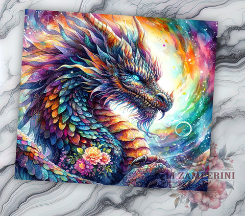 Psychedelic Vibrant Dragon 20oz Tumbler Wrap PNG, Dragon Tumbler PNG Sublimation Design, Straight & Tapered Tumbler Wrap, Instant Digital Download Sublimation Li Zamperini 