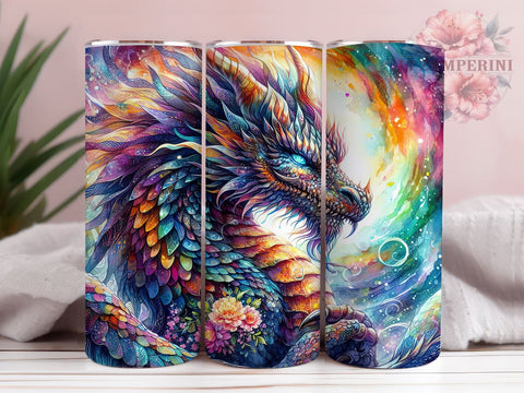 Psychedelic Vibrant Dragon 20oz Tumbler Wrap PNG, Dragon Tumbler PNG Sublimation Design, Straight & Tapered Tumbler Wrap, Instant Digital Download Sublimation Li Zamperini 