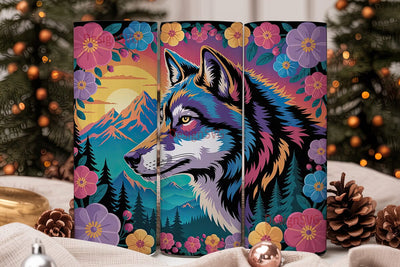Psychedelic Wolf 20oz Tumbler Wrap Sublimation DesignSVG 