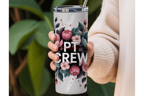 PT Crew Floral 20oz Tumbler Wrap Sublimation DesignSVG 
