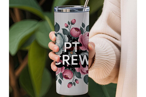 PT Crew Floral 20oz Tumbler Wrap Sublimation DesignSVG 