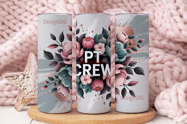 PT Crew Floral 20oz Tumbler Wrap Sublimation DesignSVG 