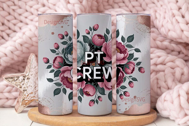 PT Crew Floral 20oz Tumbler Wrap Sublimation DesignSVG 