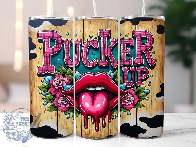 Pucker Up 20oz Tumbler Wrap, Cute Heart Valentine Tumbler, Love Drinkware, Sublimation Cup, Romantic Gift Tumbler, Heart Design Tumbler, Cute Valentine Mug Sublimation ToriDesigns 