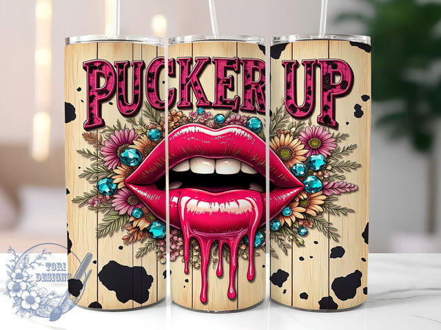 Pucker Up 20oz Tumbler Wrap, Cute Heart Valentine Tumbler, Love Drinkware, Sublimation Cup, Romantic Gift Tumbler, Heart Design Tumbler, Cute Valentine Mug Sublimation ToriDesigns 