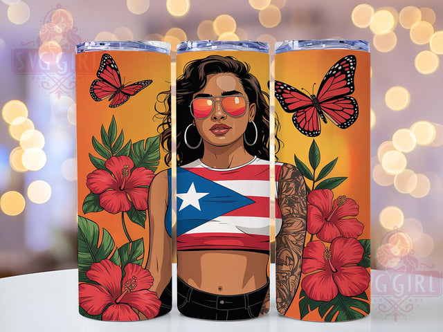 Puerto Rican Pride Latina 20oz Tumbler, Latina Tumbler Wrap, Puerto Rican Pride, Woman Tumbler Design, 20oz Tumbler Wrap, Caribbean Tumbler, Sublimation Latina Tumbler Sublimation SvggirlplusArt 