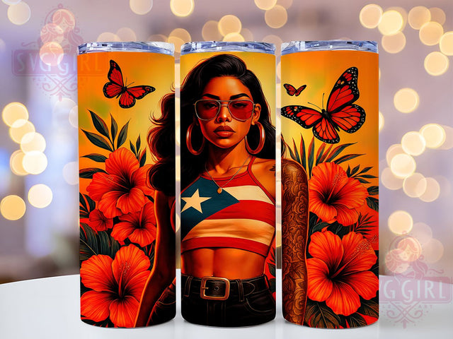 Puerto Rican Pride Latina 20oz Tumbler, Latina Tumbler Wrap, Puerto Rican Pride, Woman Tumbler Design, 20oz Tumbler Wrap, Caribbean Tumbler, Sublimation Latina Tumbler Sublimation SvggirlplusArt 