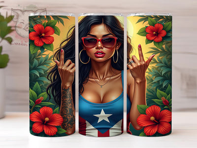 Puerto Rican Strong Woman Latina Pride Tumbler, Strong Woman Design, Latina Pride, 20oz Tumbler Wrap, Badass Women Gift, Hispanic Heritage, Empowering Art Sublimation Lara' s Designs 
