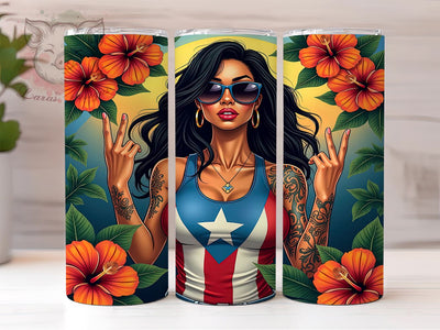 Puerto Rican Strong Woman Latina Pride Tumbler, Strong Woman Design, Latina Pride, 20oz Tumbler Wrap, Badass Women Gift, Hispanic Heritage, Empowering Art Sublimation Lara' s Designs 