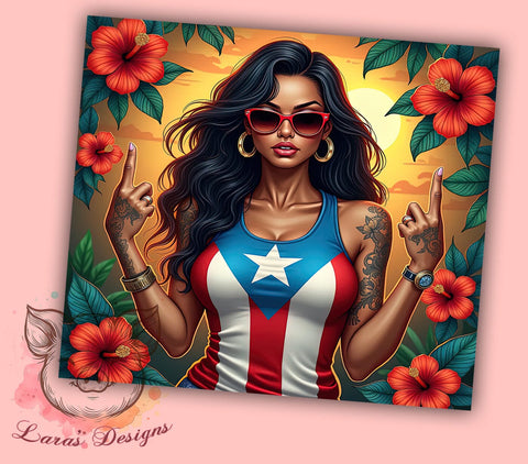 Puerto Rican Strong Woman Latina Pride Tumbler, Strong Woman Design, Latina Pride, 20oz Tumbler Wrap, Badass Women Gift, Hispanic Heritage, Empowering Art Sublimation Lara' s Designs 