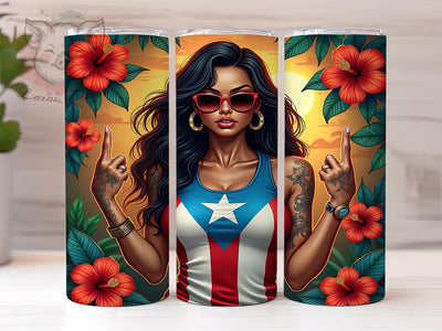 Puerto Rican Strong Woman Latina Pride Tumbler, Strong Woman Design, Latina Pride, 20oz Tumbler Wrap, Badass Women Gift, Hispanic Heritage, Empowering Art Sublimation Lara' s Designs 
