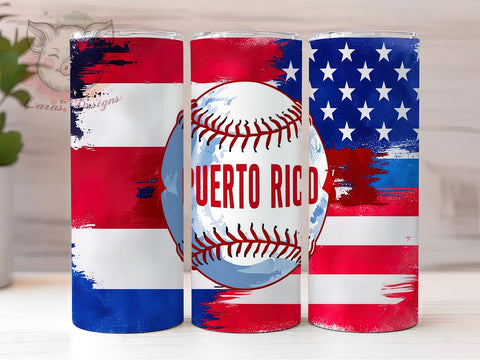 Puerto Rico Baseball Fan 20oz Tumbler, Baseball Drinkware, 20oz Sublimation, Sports Gift, Caribbean Pride, Custom Tumblers, Baseball Fan Gift Sublimation Lara' s Designs 