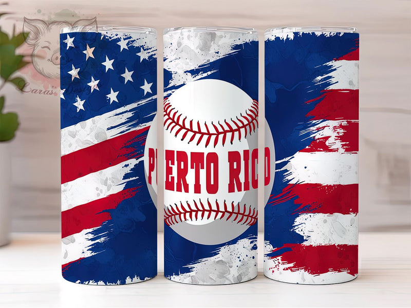 Puerto Rico Baseball Fan 20oz Tumbler, Baseball Drinkware, 20oz Sublimation, Sports Gift, Caribbean Pride, Custom Tumblers, Baseball Fan Gift Sublimation Lara' s Designs 
