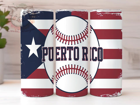 Puerto Rico Baseball Fan 20oz Tumbler, Baseball Drinkware, 20oz Sublimation, Sports Gift, Caribbean Pride, Custom Tumblers, Baseball Fan Gift Sublimation Lara' s Designs 
