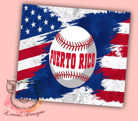 Puerto Rico Baseball Fan 20oz Tumbler, Baseball Drinkware, 20oz Sublimation, Sports Gift, Caribbean Pride, Custom Tumblers, Baseball Fan Gift Sublimation Lara' s Designs 