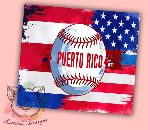 Puerto Rico Baseball Fan 20oz Tumbler, Baseball Drinkware, 20oz Sublimation, Sports Gift, Caribbean Pride, Custom Tumblers, Baseball Fan Gift Sublimation Lara' s Designs 
