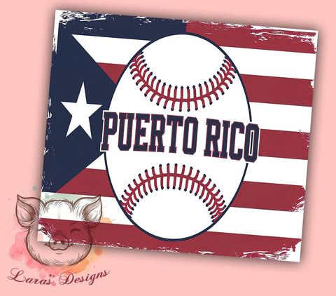 Puerto Rico Baseball Fan 20oz Tumbler, Baseball Drinkware, 20oz Sublimation, Sports Gift, Caribbean Pride, Custom Tumblers, Baseball Fan Gift Sublimation Lara' s Designs 