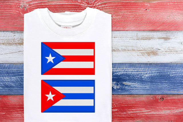 Puerto Rico or Cuba Flag Applique Embroidery Embroidery/Applique DESIGNS Risa Rocks It 