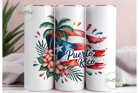 Puerto Rico Tumbler Wrap PNG Sublimation PixelChick 