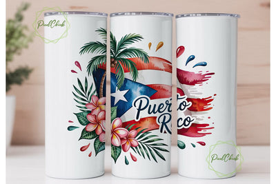 Puerto Rico Tumbler Wrap PNG Sublimation PixelChick 