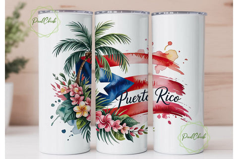 Puerto Rico Tumbler Wrap PNG Sublimation PixelChick 