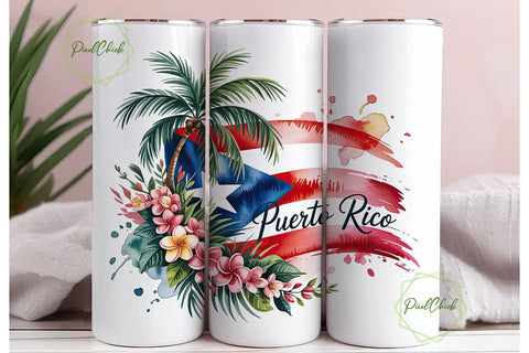 Puerto Rico Tumbler Wrap PNG Sublimation PixelChick 