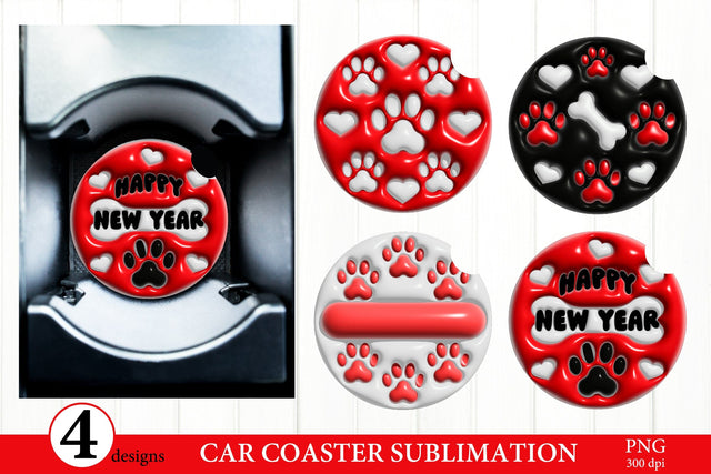 Puff Dog Car Coaster Sublimation. 3D Inflated Puff PNG Sublimation Olga Terlyanskaya 